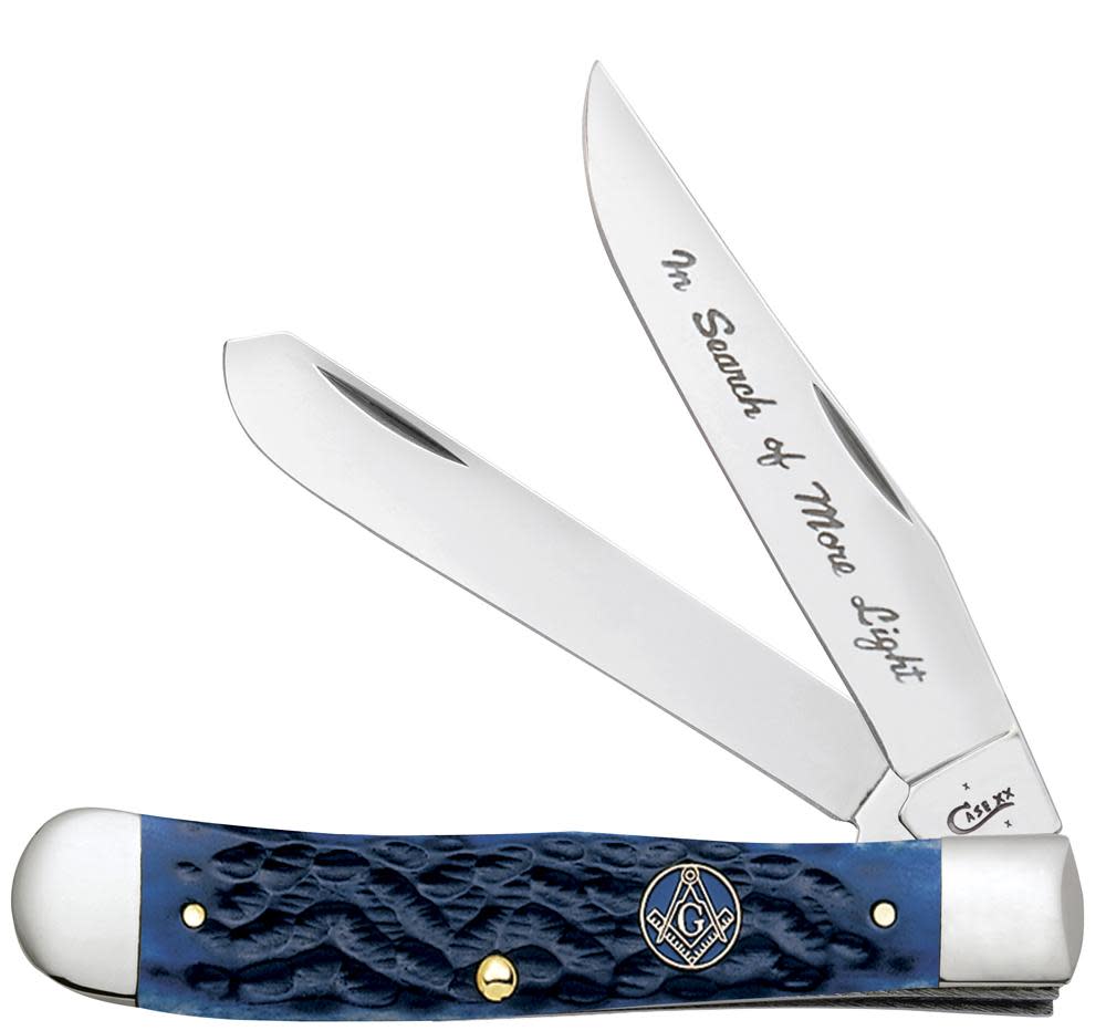 Masonic Gift Tin Standard Jig Blue Bone Trapper - Case Knife - 01058