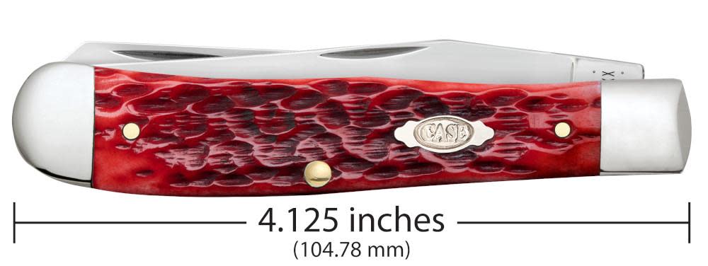 Peach Seed Jig Dark Red Bone CS Trapper - Case Knife - 31950