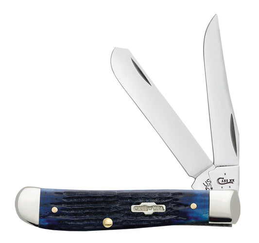 Rogers Corn Cob Jig Blue Bone Mini Trapper - Case Knife - 02838