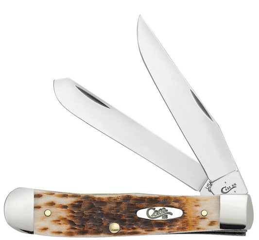 Peach Seed Jig Amber Bone CS Trapper - Case Knife - 00163