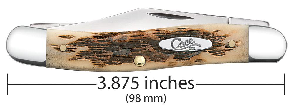 Peach Seed Jig Amber Bone Stockman - Case Knife - 00128