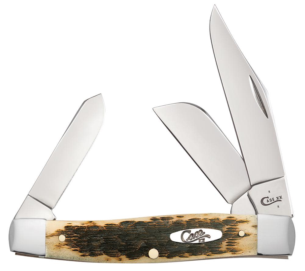 Peach Seed Jig Amber Bone CS Large Stockman - Case Knife - 00204