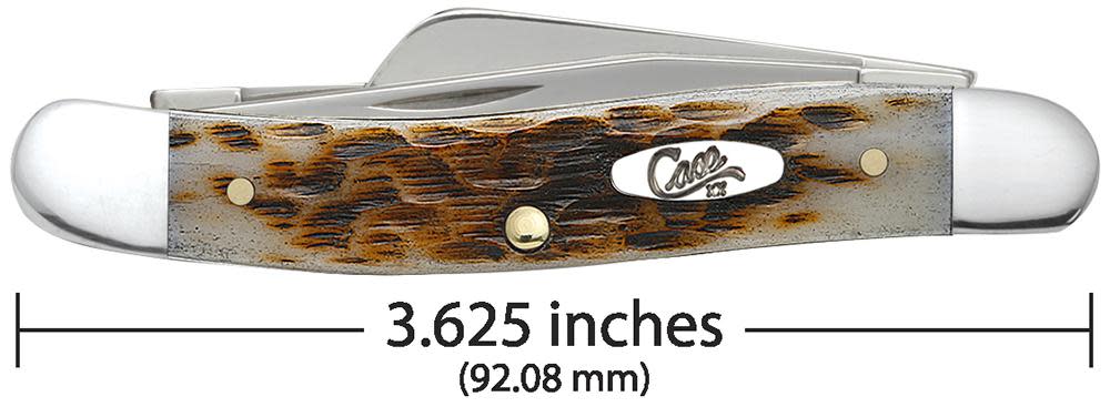 Peach Seed Jig Amber Bone Medium Stockman - Case Knife - 00042