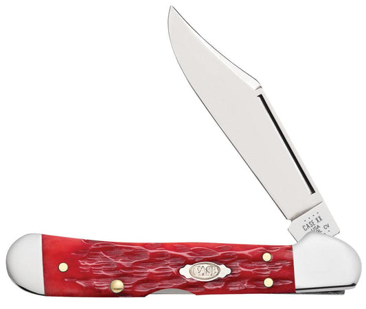 Peach Seed Jig Dark Red Bone CS Mini CopperLock® - Case Knife - 31954