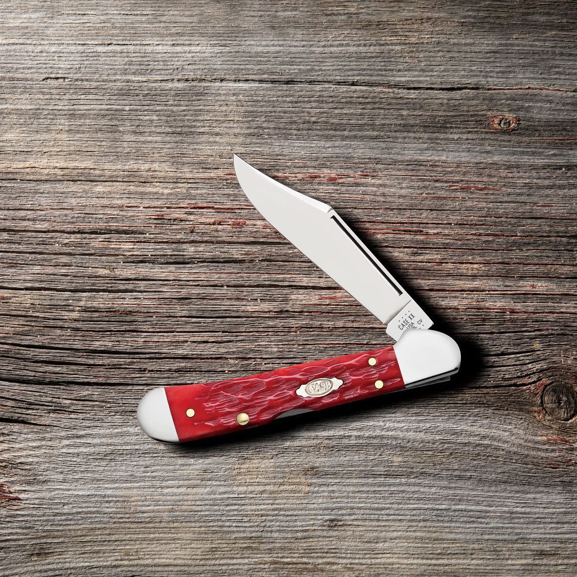 Peach Seed Jig Dark Red Bone CS Mini CopperLock® - Case Knife - 31954