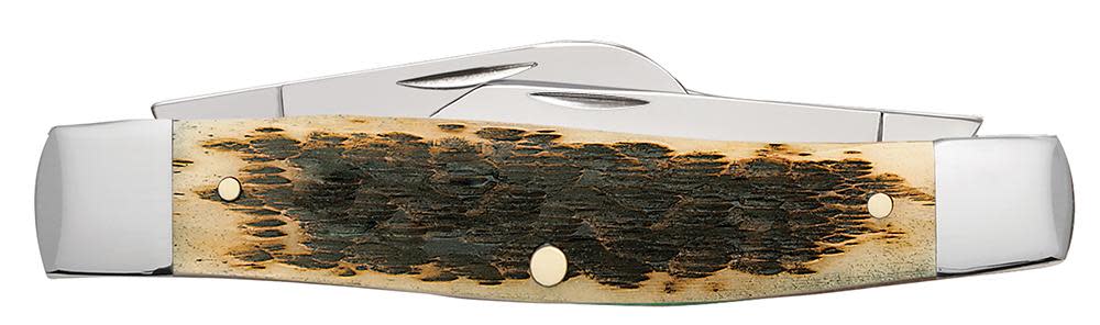 Peach Seed Jig Amber Bone CS Large Stockman - Case Knife - 00204