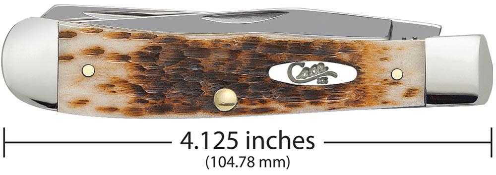 Peach Seed Jig Amber Bone CS Trapper - Case Knife - 00163