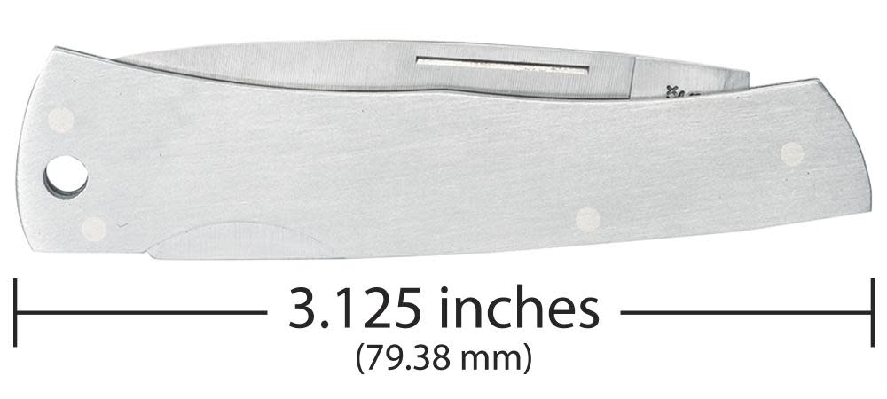 Brushed Stainless Steel Executive Lockback with Lanyard Hole - Case Knife - 00004