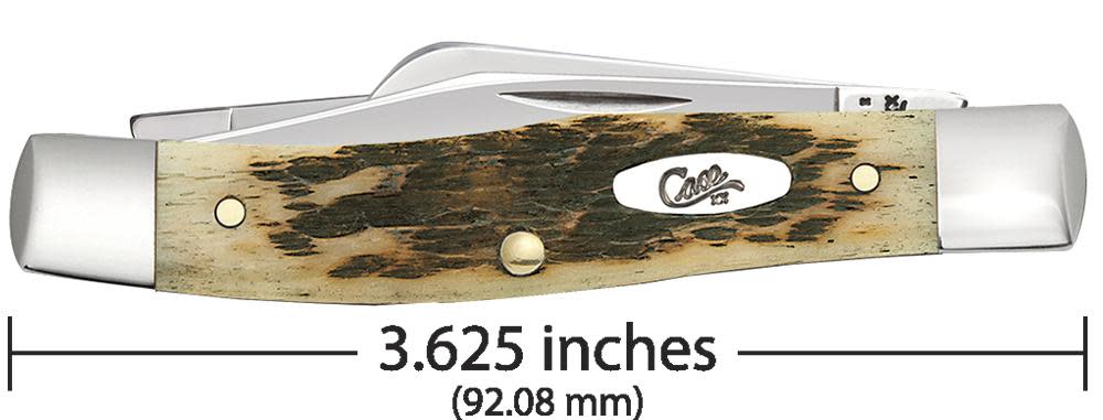 Peach Seed Jig Amber Bone CS Medium Stockman with Pen Blade - Case Knife - 00079