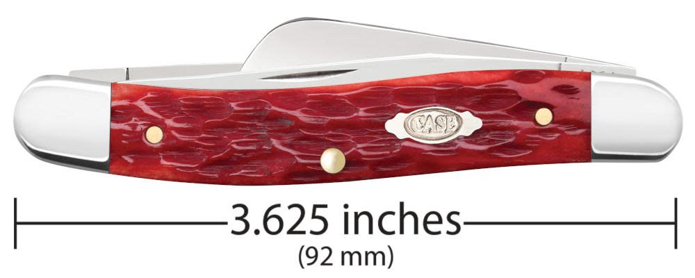 Peach Seed Jig Dark Red Bone CS Medium Stockman - Case Knife - 31951