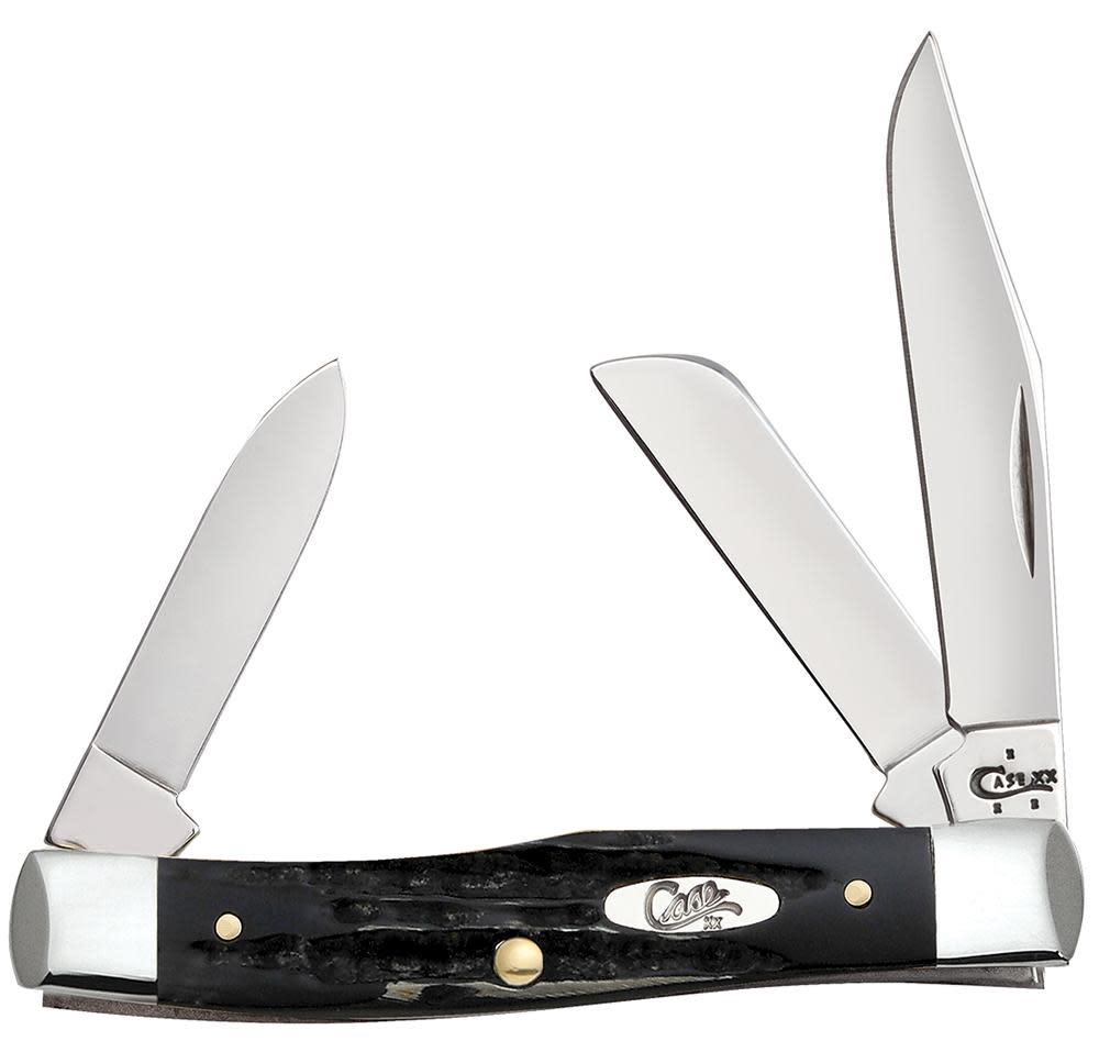 Jigged Buffalo Horn Medium Stockman with Pen Blade - Case Knife - 65012