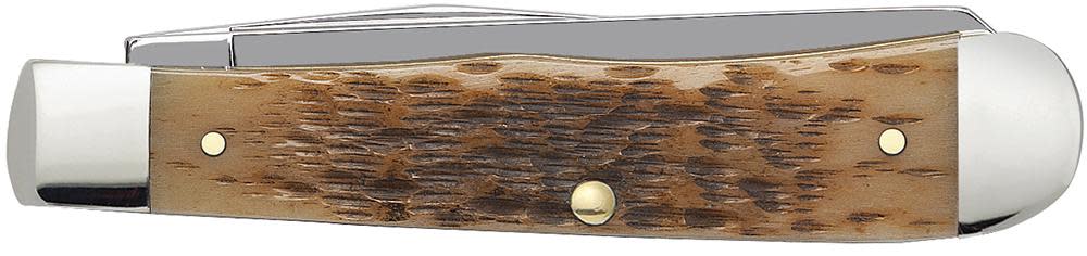 Peach Seed Jig Amber Bone CS Trapper - Case Knife - 00163