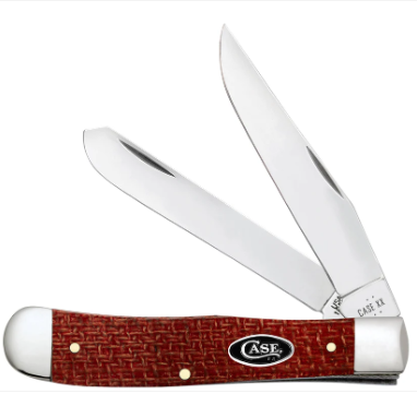 Dark Red Burlap Micarta Smooth Trapper - Case Knife - 12270