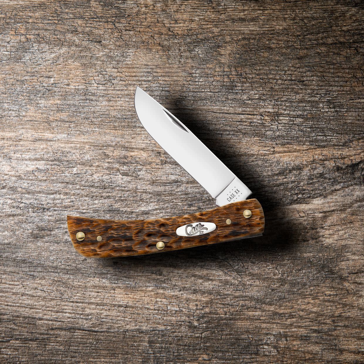 Peach Seed Jig Amber Bone CS Sod Buster Jr® - Case Knife - 30092