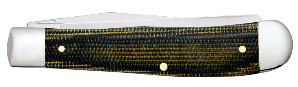 Smooth Black & Green Natural Canvas Micarta® Trapper - Case Knife - 23470