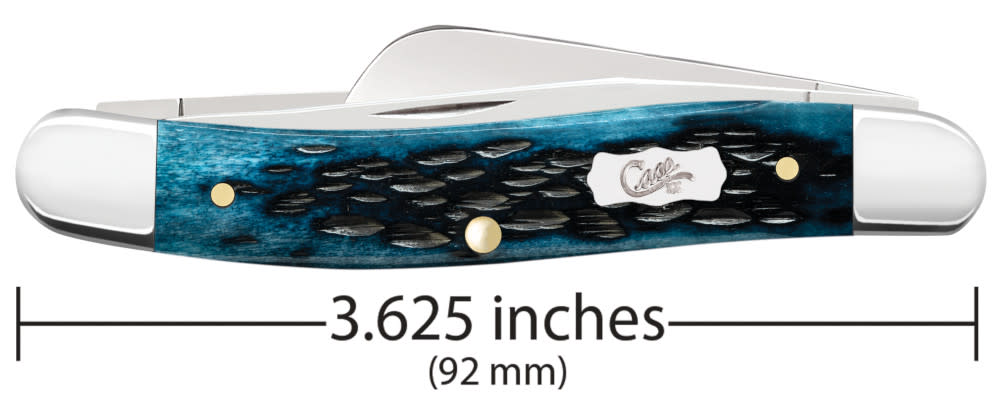 Pocket Worn® Peach Seed Jig Mediterranean Blue Bone Medium Stockman - Case Knife - 51851