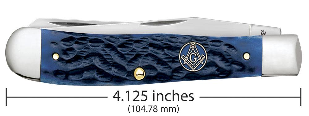 Masonic Gift Tin Standard Jig Blue Bone Trapper - Case Knife - 01058