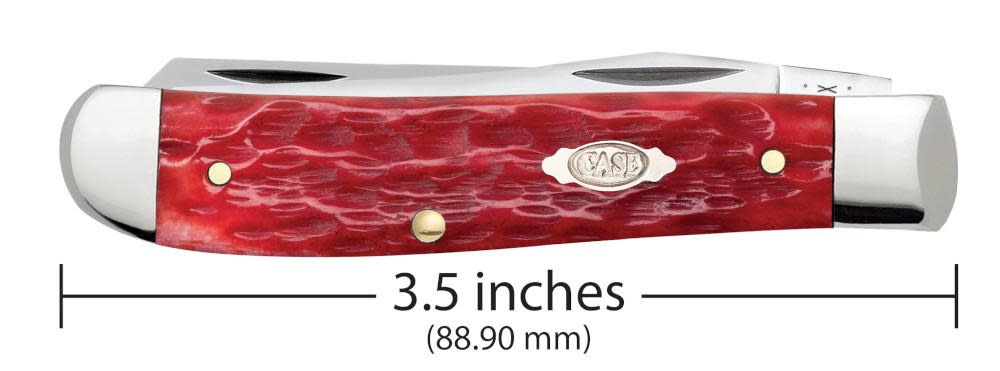 Peach Seed Jig Dark Red Bone CS Mini Trapper - Case Knife - 31952