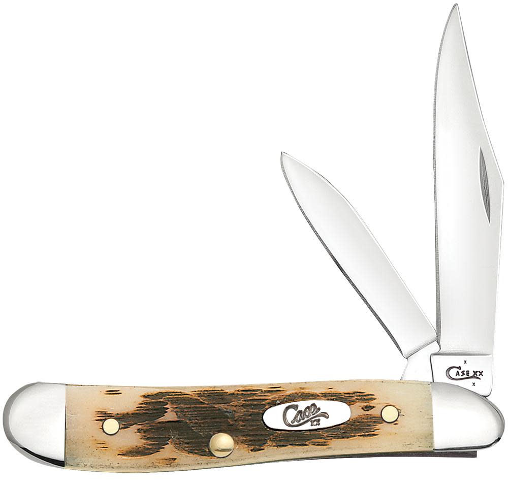 Peach Seed Jig Amber Bone Peanut - Case Knife - 00045