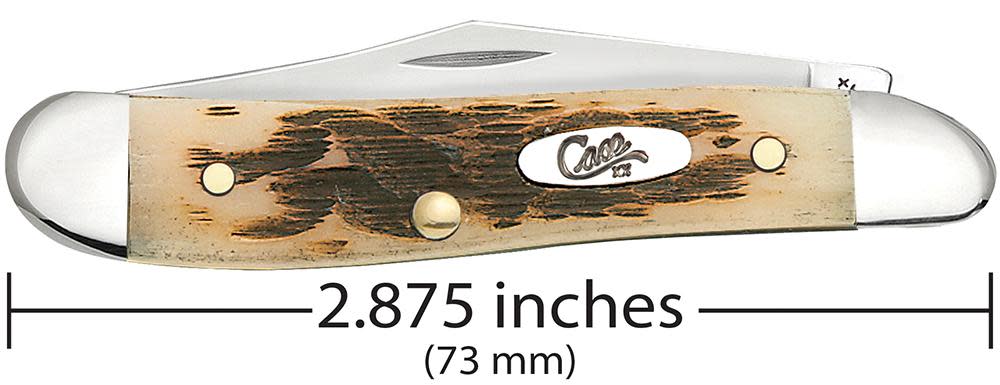 Peach Seed Jig Amber Bone Peanut - Case Knife - 00045