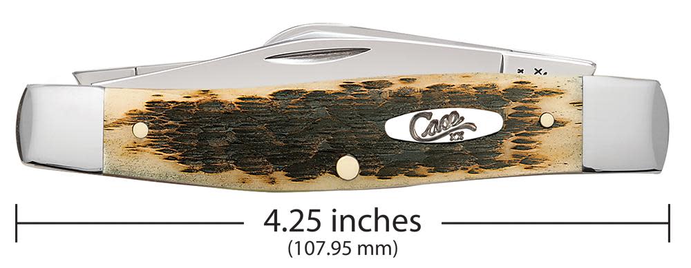 Peach Seed Jig Amber Bone CS Large Stockman - Case Knife - 00204