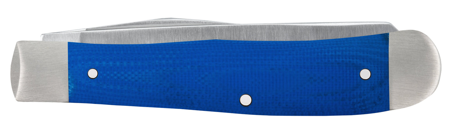 Smooth Blue G-10 Trapper with XX Diamond shield - Case Knife - 16750