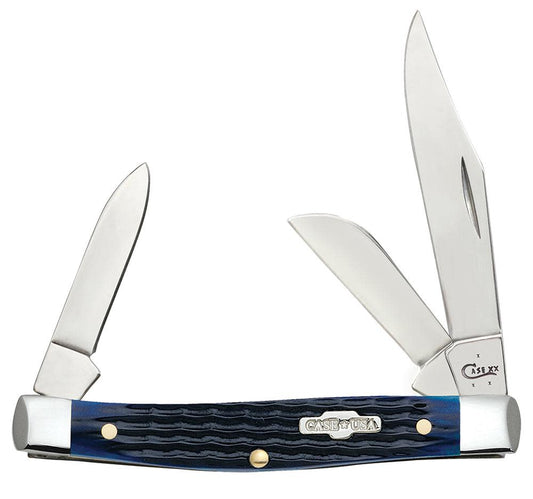 Rogers Corn Cob Jig Blue Bone Medium Stockman with Pen Blade - Case Knife - 02806