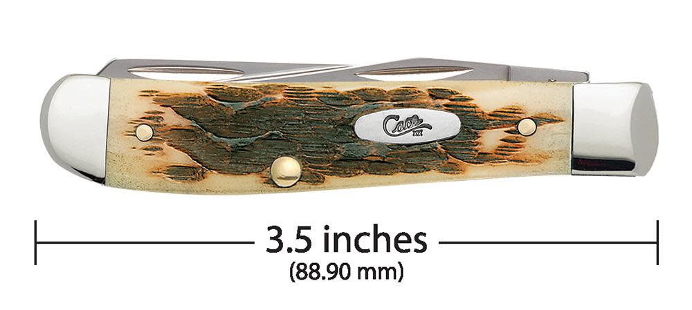 Peach Seed Jig Amber Bone Mini Trapper - Case Knife - 00013