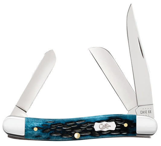 Pocket Worn® Peach Seed Jig Mediterranean Blue Bone Medium Stockman - Case Knife - 51851