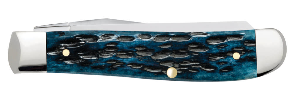 Pocket Worn® Peach Seed Jig Mediterranean Blue Bone Mini Trapper - Case Knife - 51852