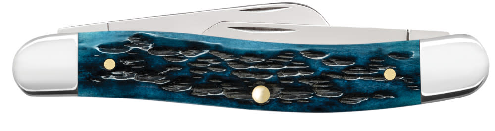 Pocket Worn® Peach Seed Jig Mediterranean Blue Bone Medium Stockman - Case Knife - 51851