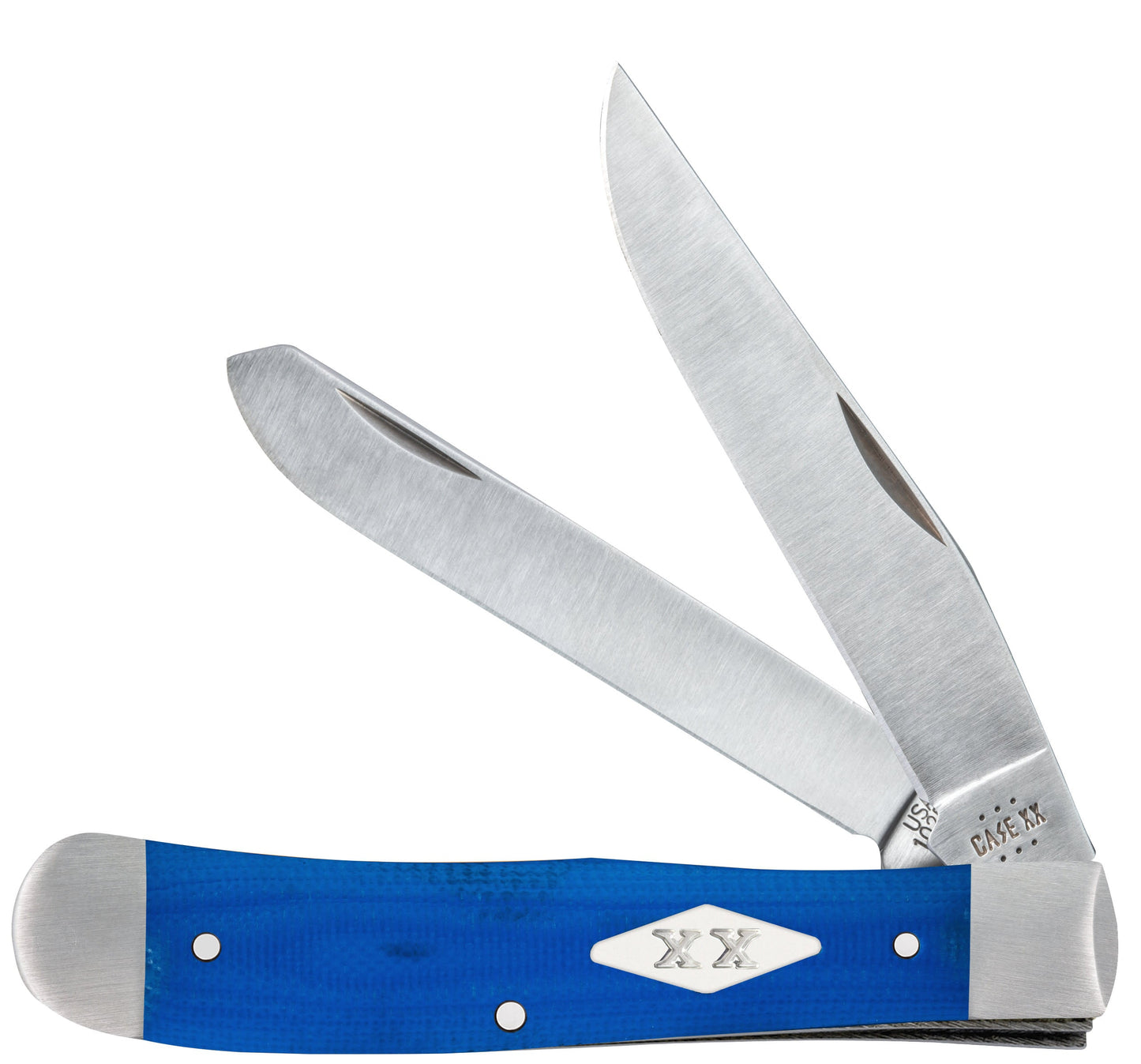 Smooth Blue G-10 Trapper with XX Diamond shield - Case Knife - 16750