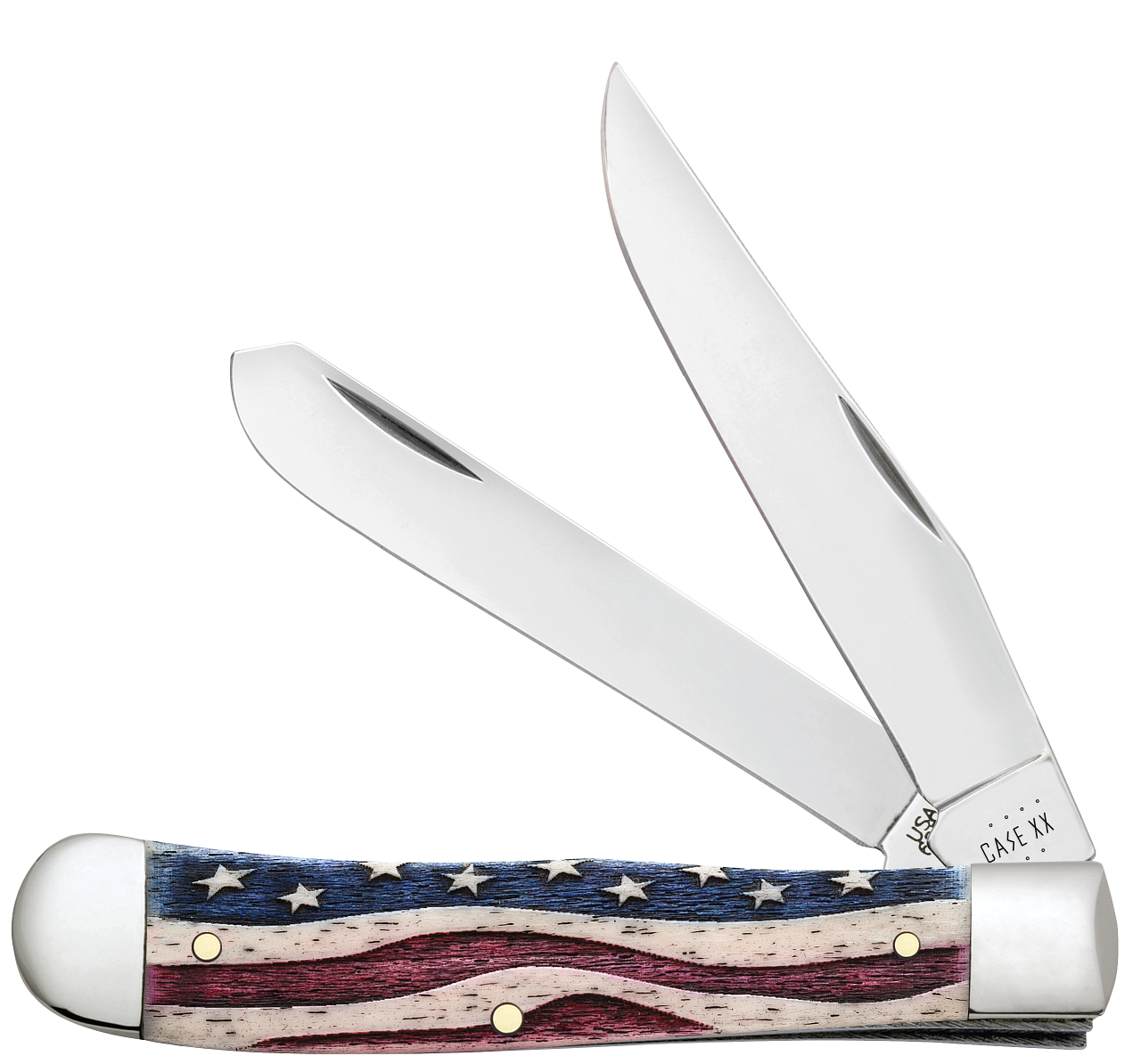 Star Spangled Natural Bone Color Wash Trapper - Case Knife - 64132