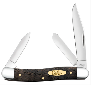 Black Curly Oak Wood Smooth Medium Stockman - Case Knife - 14001