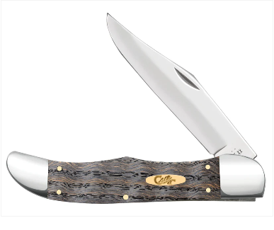 Black Curly Oak Wood Folding Hunter - Case Knife - 14008