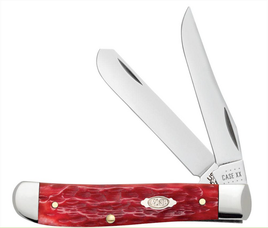 Dark Red Bone Peach Seed Jig Tiny Trapper - Case Knife - 31944