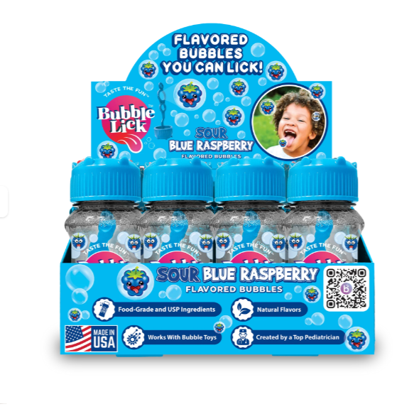 BubbleLick Sour Blue Raspberry Flavored Bubbles You Can Lick