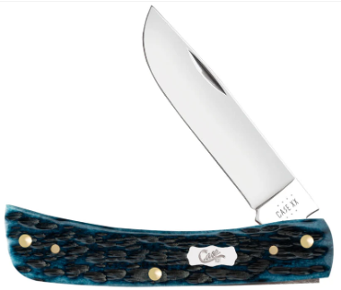 Pocket Worn Mediterranean Blue Bone Peach Seed Jig Sod Buster - Case Knife - 51854