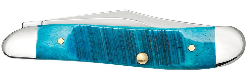 Sawcut Jig Caribbean Blue Bone Peanut - Case Knife - 25596