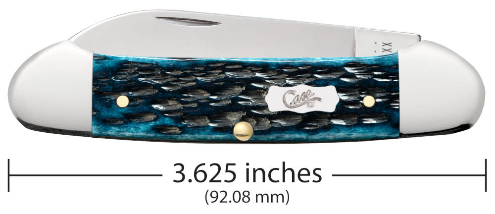 Pocket Worn® Peach Seed Jig Mediterranean Blue Bone Canoe - Case Knife - 51853