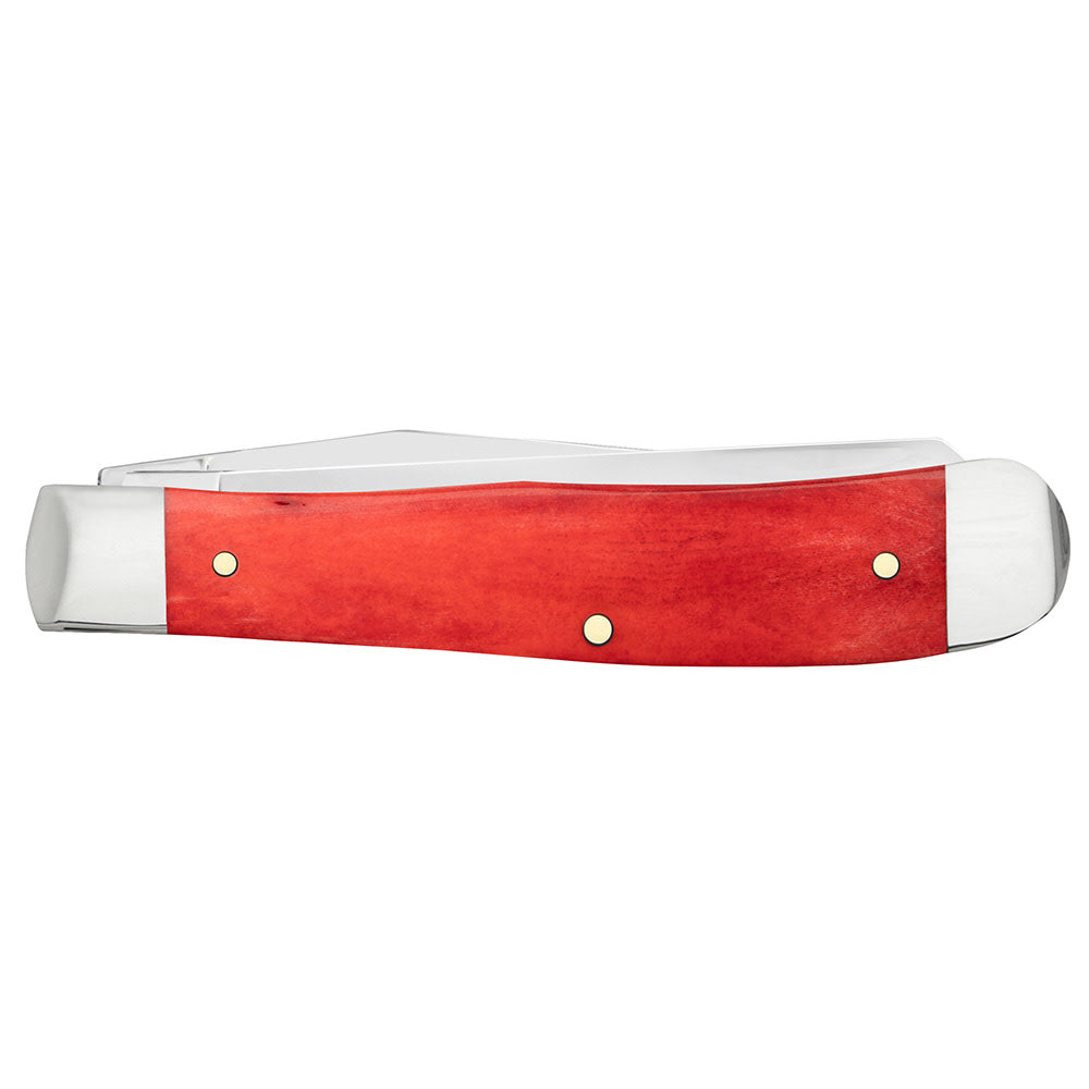 Smooth Dark Red Bone Trapper with Pinched Bolsters - Case Knife - 10760