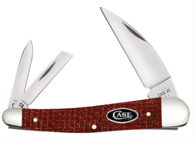 Dark Red Burlap Micarta Smooth Seahorse Whittler - Case Knife - 12276